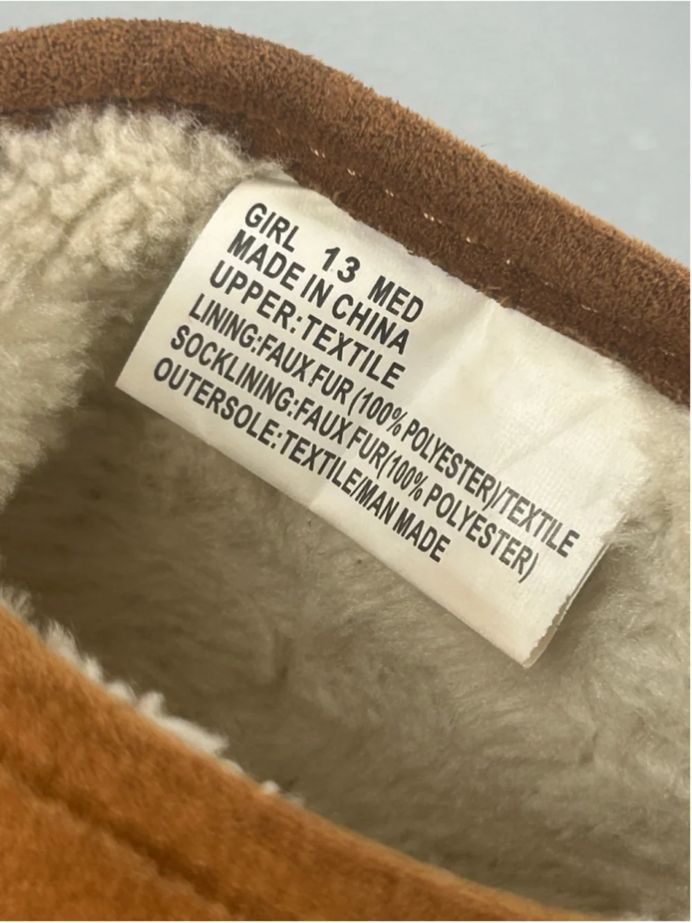 Girls Unbranded Brown Faux Fur Lined Ankle Boots Size 13
